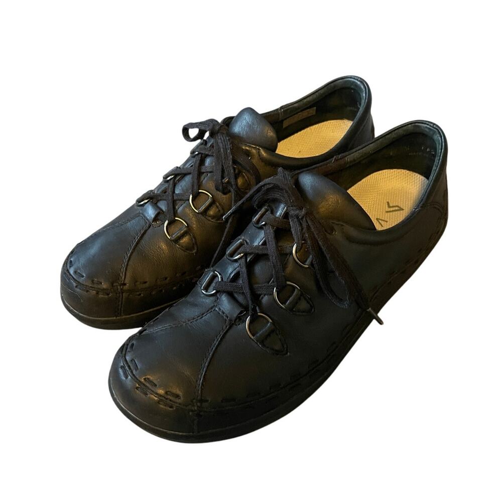 Ziera Womans 10.5 ALLSORTS Leather COMFORT Sneakers Lace Up Work Shoes Black